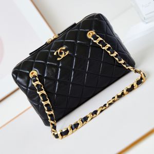 Chanel AS5152 Bowling Bag in Shiny Lambskin Black