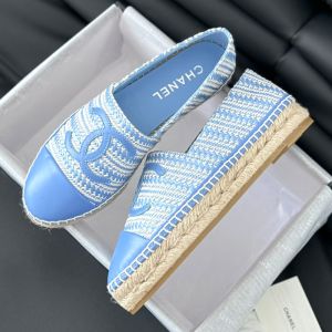 Chanel Espadrilles Women Raffia and Lambskin Sky Blue
