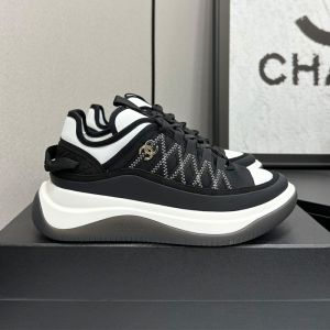 Chanel Platform Sneakers with Spindle COCO Mark Women in Fabric and Calfskin Black