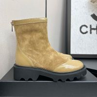 Chanel Ankle Boots with Metal CC Logo Women in Suede and Calfskin Brown