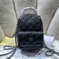 Chanel AP3753 Mini Backpack in Grained Calfskin Black/Silver