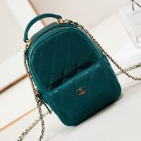 Chanel AP3753 Mini Backpack in Grained Calfskin Green