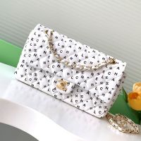 Chanel AS1112 Small Classic Handbag in Letters Printed Leather White