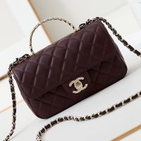 Chanel AS4924 Mini Flap Bag with Top Handle in Lambskin Burgundy