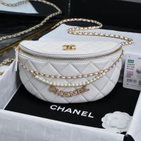 Chanel AS4991 Waist Bag in Shiny Lambskin White