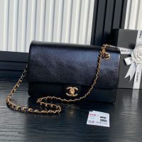 Chanel AS5180 Flap Bag in Shiny Grained Calfskin Black