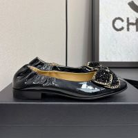 Chanel Ballet Flats with Strass Bow Women in Patent Leather Black