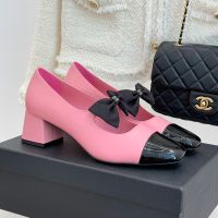 Chanel Bow Mary Janes Pumps Women in Calfskin and Patent Leather Pink