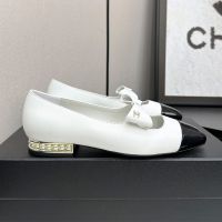 Chanel Bow Mary Janes with Pearls Heel Women in Lambskin and Patent Leather White