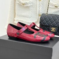 Chanel Cambon Mary Janes with T-Strap Women in Quilted Lambskin Red