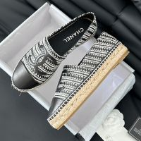 Chanel Espadrilles Women Raffia and Lambskin Black