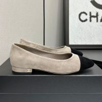 Chanel G31321 Ballet Flats Women in Suede Beige/Black