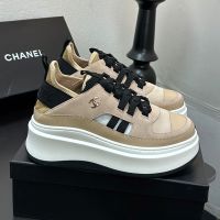 Chanel G35615 Platform Sneakers Women in Suede and Fabric Brown