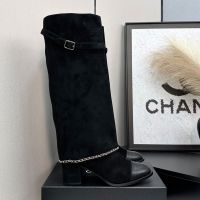 Chanel G39345 High Boots Women in Suede Black