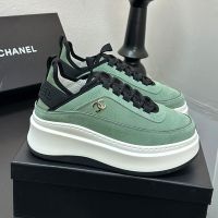 Chanel G45331 Platform Sneakers Women in Suede Light Green
