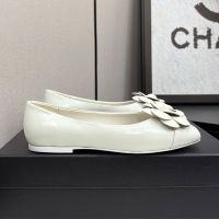 Chanel G45494 Ballet Flats with Camellia Women in Lambskin White