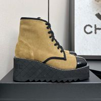 Chanel G45891 Platform Ankle Boots Women in Suede Brown