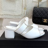 Chanel G46332 Slides with Enamel CC Bow Women in Lambskin White