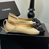Chanel G46520 Ballet Flats with Camellia Women in Lambskin Brown/Black