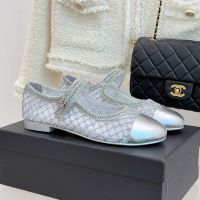 Chanel G46541 Mary Janes Women in Woven Sequins Silver
