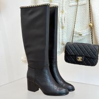 Chanel G46699 High Boots with Woven Chain Women in Calfskin Black