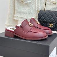 Chanel G46803 Mules with Woven Chain Strass Logo Women in Lambskin Burgundy