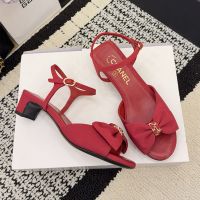 Chanel G46813 Bow Sandals Women Grosgrain Red