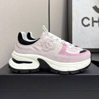 Chanel G47010 Platform Sneakers with CC logo Patch Women in Calfskin and Suede Pink