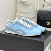 Chanel G47014 Sneakers Women in Quilted Diamond Fabric and Suede Blue