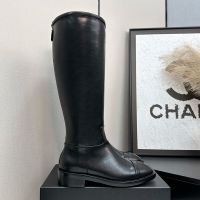 Chanel High Boots with Back Zipper Women in Calfskin Black