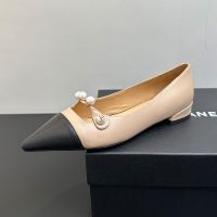 Chanel Mary Janes with Pearls Women in Lambskin Apricot