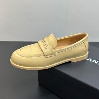 Chanel Moccasins with Metal Letter Logo Women in Calfskin Khaki