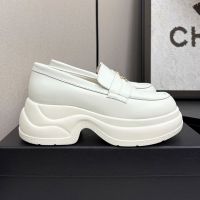 Chanel Platform Moccasins with CC Logo Women in Lambskin White