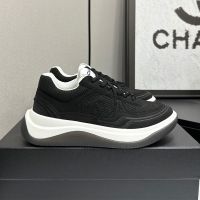 Chanel Platform Sneakers with Interlocking CC Logo Women in Suede and Mesh Black