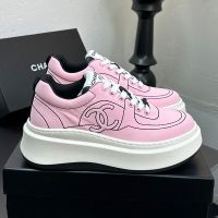 Chanel Platform Sneakers with Quilted Logo Women in Canvas Pink