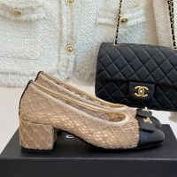 Chanel Pumps with CC Buckle Women in Mesh and Lambskin Brown