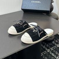 Chanel Spliced Chain Mules Women in Suede Black