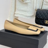 Chanel Square Toe Flip Cover Ballet Flats with CC Logo Women in Lambskin Brown